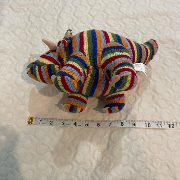 (2) Crochet Style Colorful Dinosaur Plush Toys Long Neck Triceratops Best Years - Picture 12 of 16